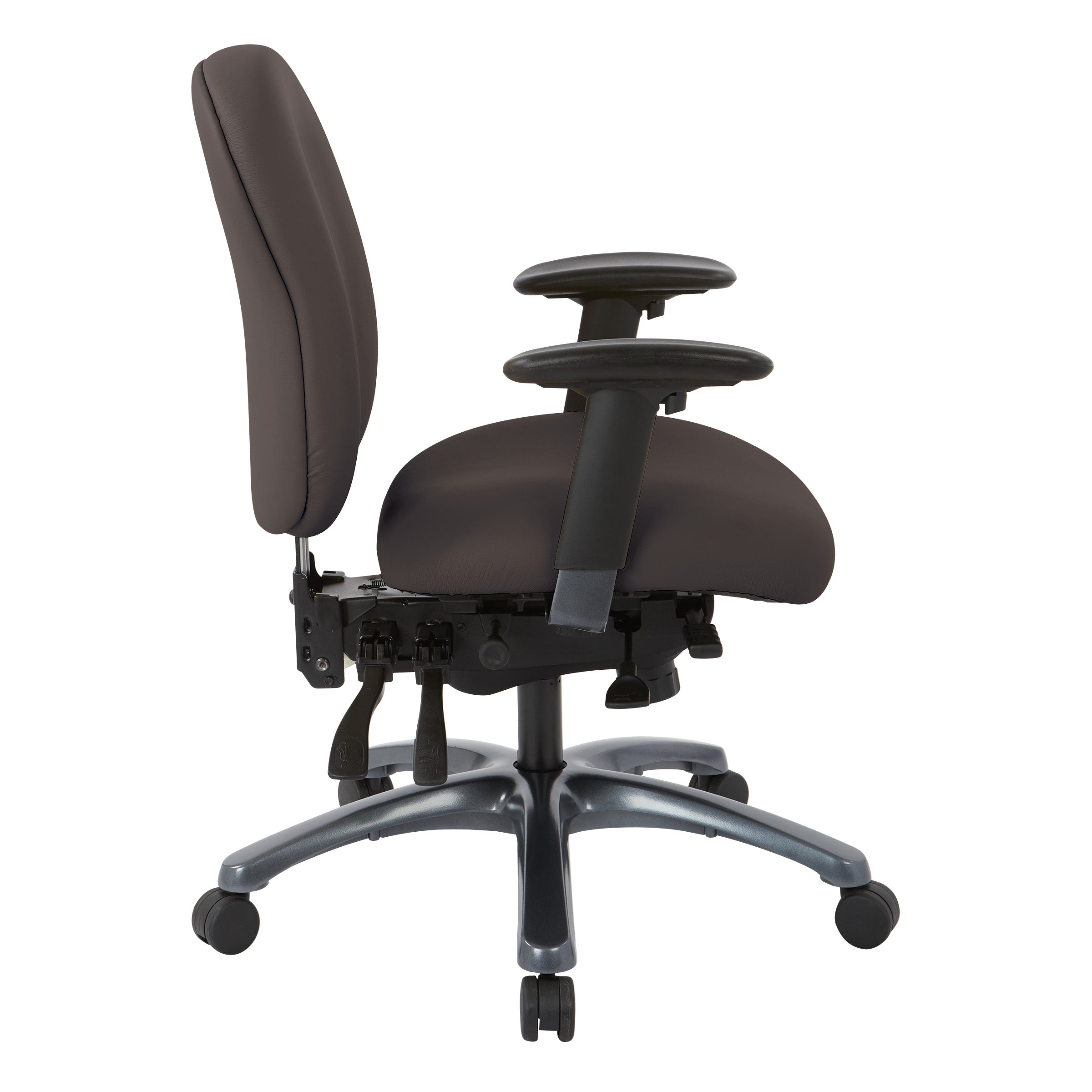 Multi-Function Mid Back Chair with Seat Slider and Titanium Finish Base